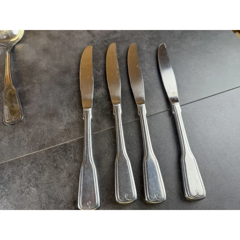 VTG Northland Stainless Japan 41 Pc FLatware Set Geometric Scroll